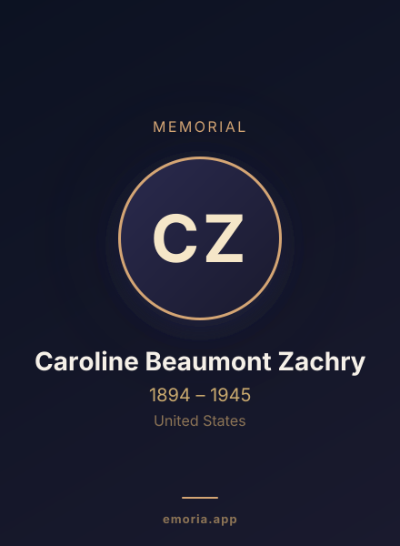 Memorial portrait of Caroline Beaumont Zachry