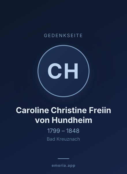 Gedenkportrait von Caroline Christine Freiin von Hundheim