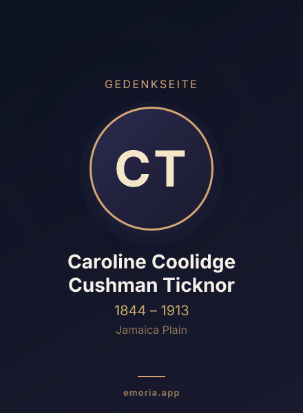 Gedenkportrait von Caroline Coolidge Cushman Ticknor