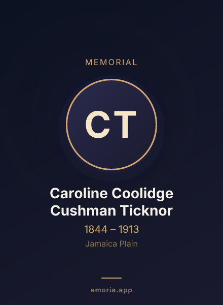 Memorial portrait of Caroline Coolidge Cushman Ticknor