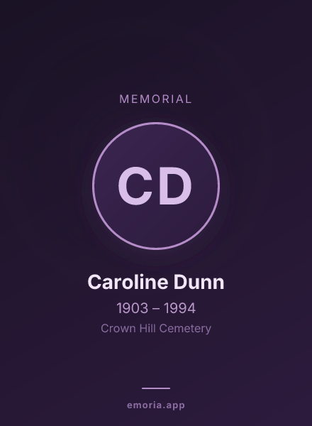 Memorial portrait of Caroline Dunn