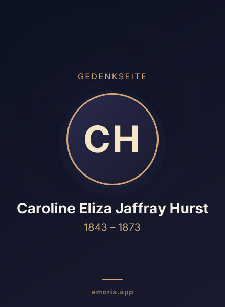 Gedenkportrait von Caroline Eliza Jaffray Hurst