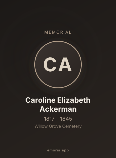 Memorial portrait of Caroline Elizabeth Ackerman