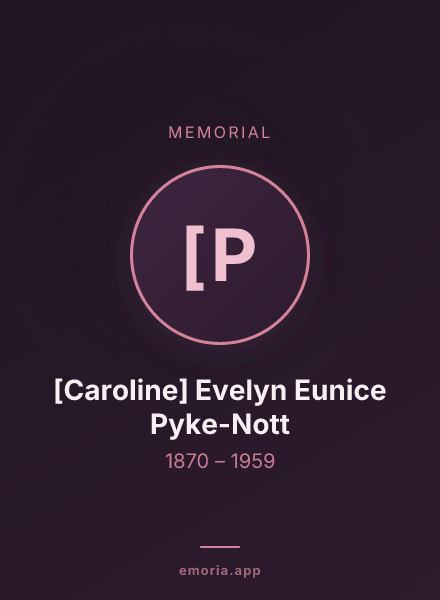 Memorial portrait of [Caroline] Evelyn Eunice Pyke-Nott