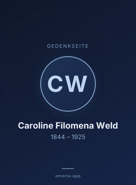 Gedenkportrait von Caroline Filomena Weld