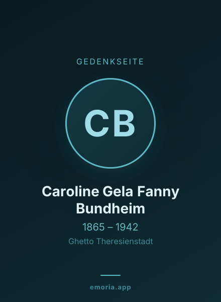 Gedenkportrait von Caroline Gela Fanny Bundheim