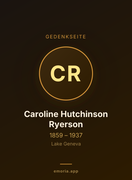 Gedenkportrait von Caroline Hutchinson Ryerson