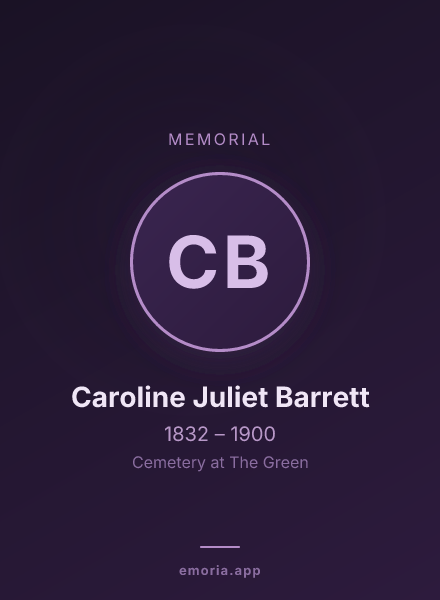 Memorial portrait of Caroline Juliet Barrett