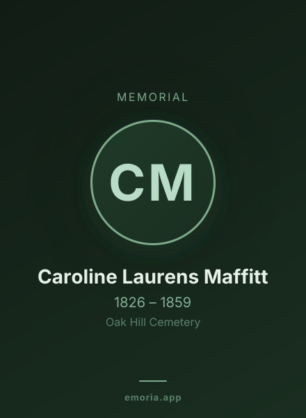 Memorial portrait of Caroline Laurens Maffitt