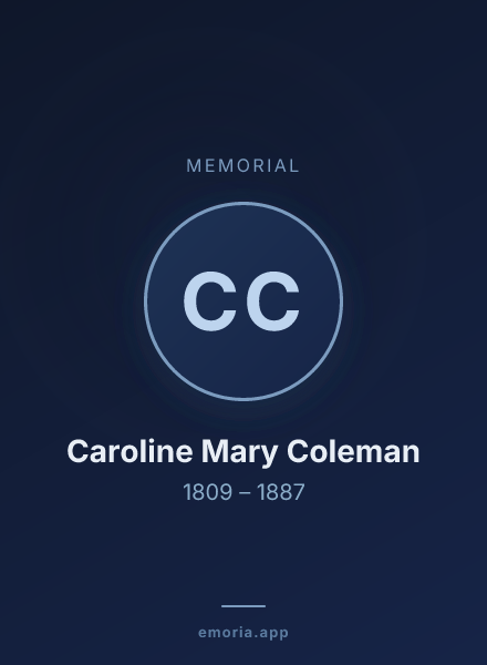 Memorial portrait of Caroline Mary Coleman