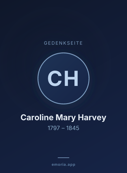 Gedenkportrait von Caroline Mary Harvey