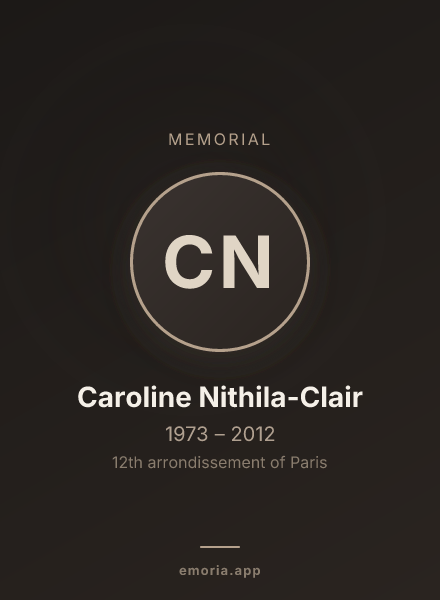 Memorial portrait of Caroline Nithila-Clair