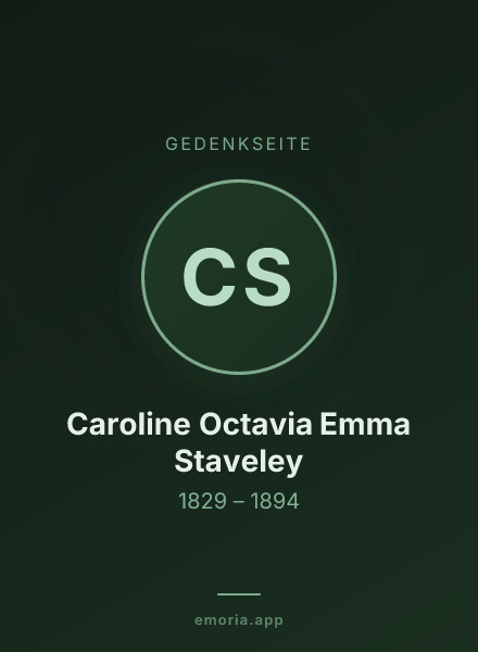 Gedenkportrait von Caroline Octavia Emma Staveley