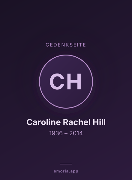 Gedenkportrait von Caroline Rachel Hill