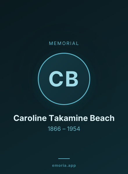 Memorial portrait of Caroline Takamine Beach