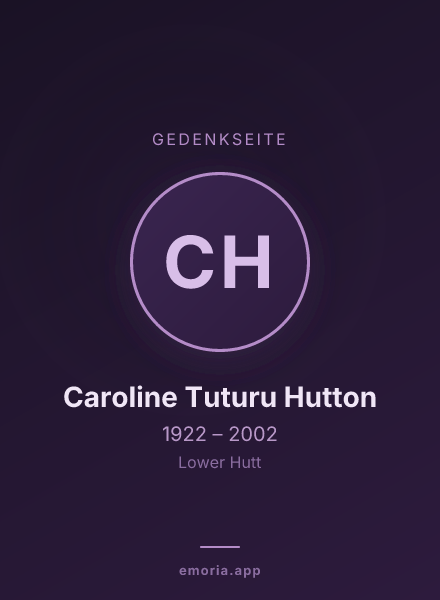 Gedenkportrait von Caroline Tuturu Hutton