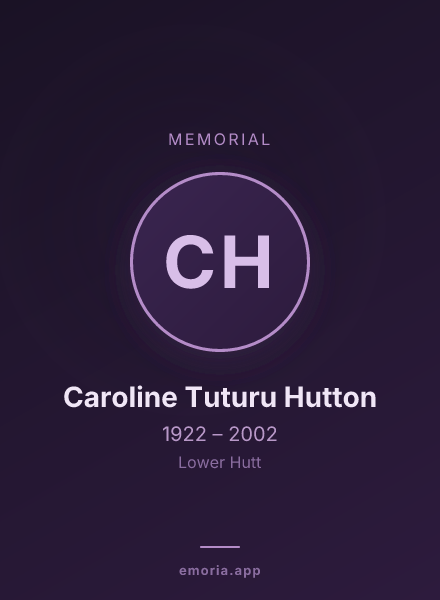 Memorial portrait of Caroline Tuturu Hutton
