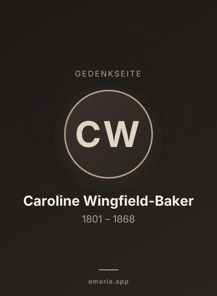 Gedenkportrait von Caroline Wingfield-Baker