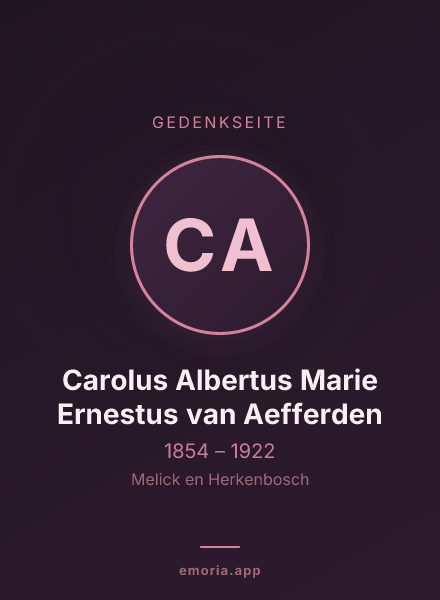 Gedenkportrait von Carolus Albertus Marie Ernestus van Aefferden