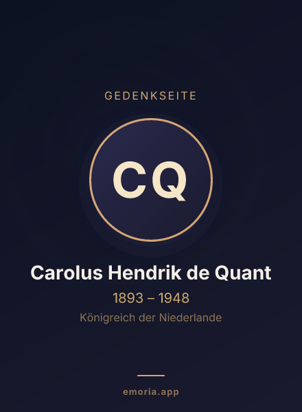 Gedenkportrait von Carolus Hendrik de Quant