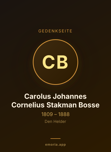 Gedenkportrait von Carolus Johannes Cornelius Stakman Bosse