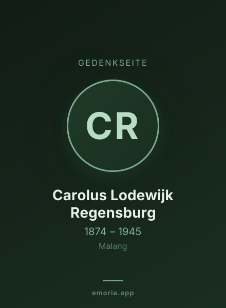 Gedenkportrait von Carolus Lodewijk Regensburg