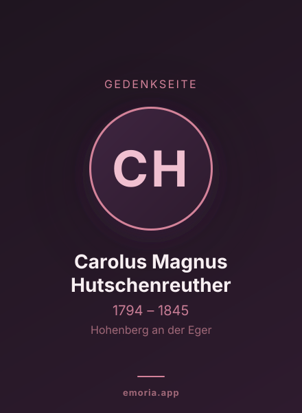 Gedenkportrait von Carolus Magnus Hutschenreuther