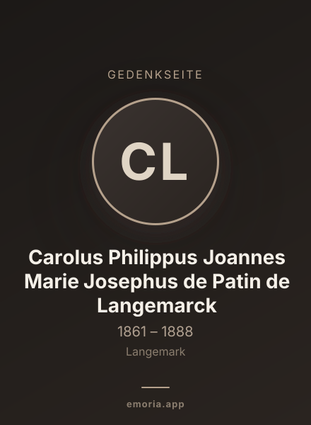Gedenkportrait von Carolus Philippus Joannes Marie Josephus de Patin de Langemarck