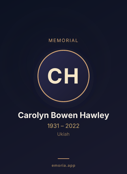 Memorial portrait of Carolyn Bowen Hawley