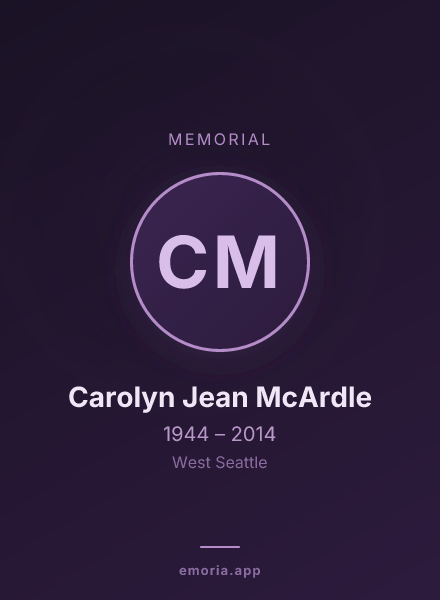 Memorial portrait of Carolyn Jean McArdle