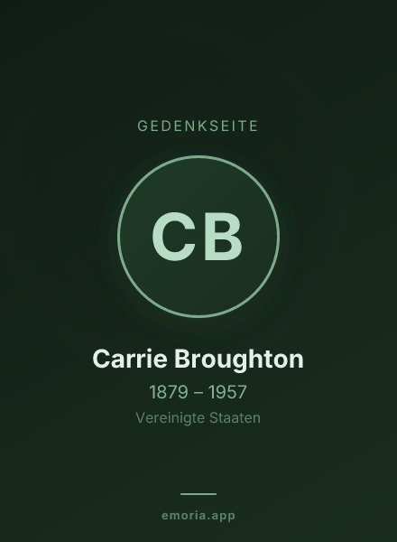 Gedenkportrait von Carrie Broughton