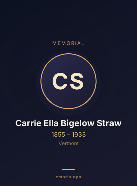 Memorial portrait of Carrie Ella Bigelow Straw