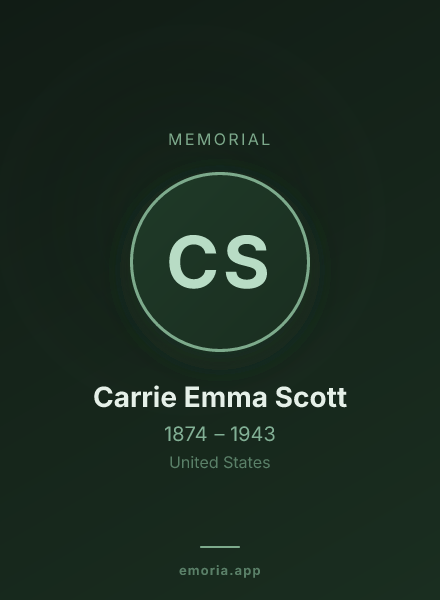 Memorial portrait of Carrie Emma Scott