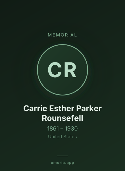 Memorial portrait of Carrie Esther Parker Rounsefell
