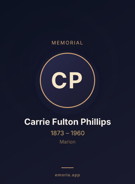 Memorial portrait of Carrie Fulton Phillips