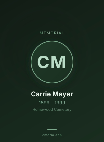Memorial portrait of Carrie Mayer