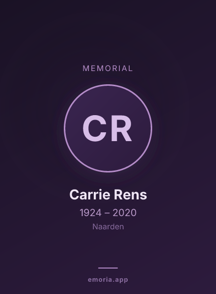 Memorial portrait of Carrie Rens