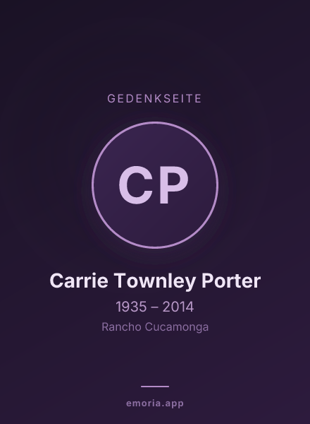 Gedenkportrait von Carrie Townley Porter