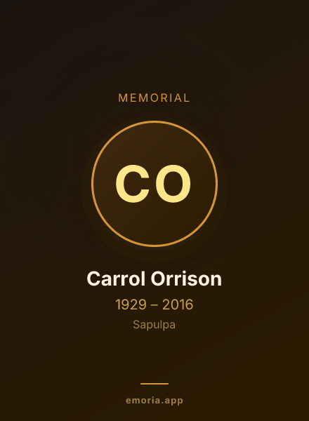 Memorial portrait of Carrol Orrison
