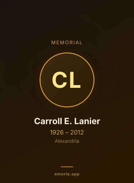 Memorial portrait of Carroll E. Lanier