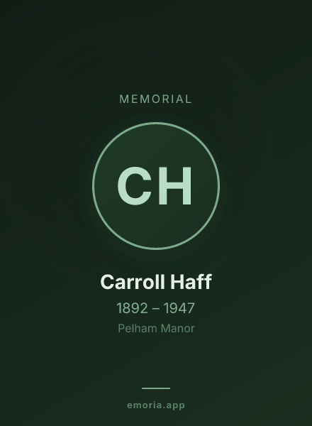 Memorial portrait of Carroll Haff
