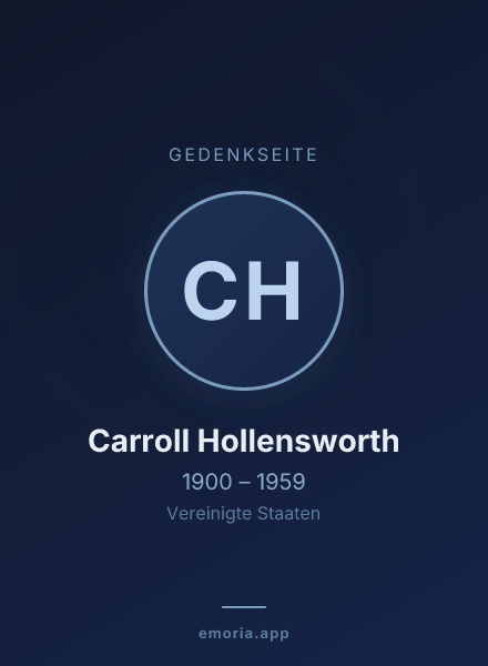 Gedenkportrait von Carroll Hollensworth