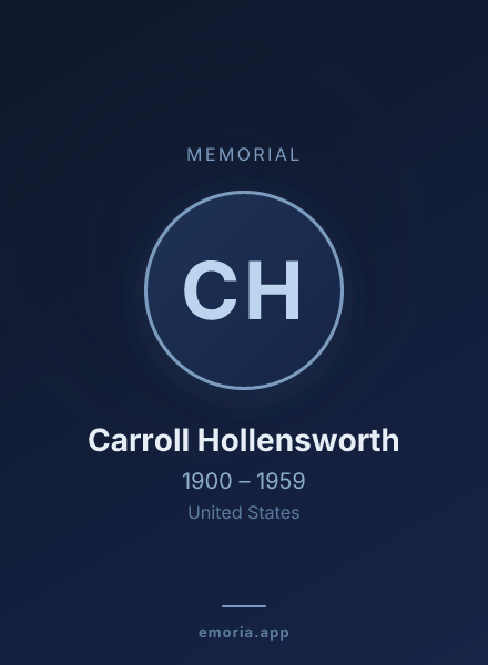 Memorial portrait of Carroll Hollensworth