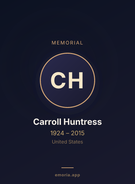 Memorial portrait of Carroll Huntress