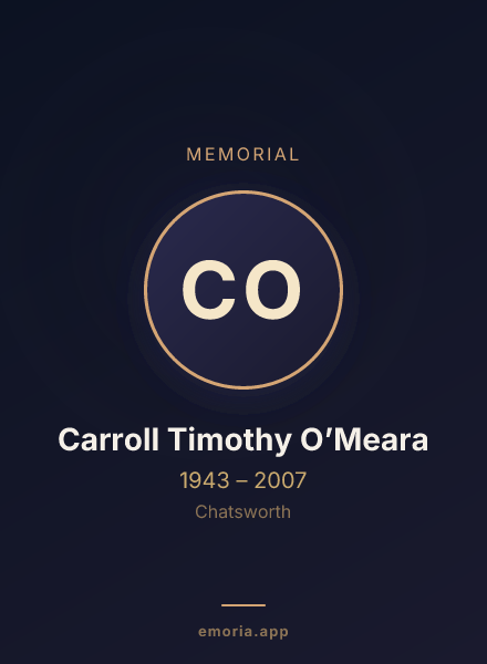 Memorial portrait of Carroll Timothy O’Meara