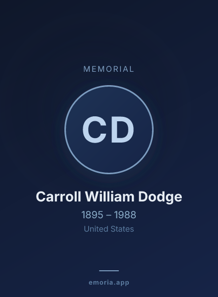 Memorial portrait of Carroll William Dodge