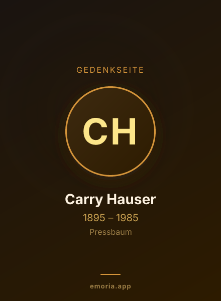 Gedenkportrait von Carry Hauser