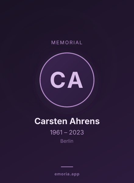 Memorial portrait of Carsten Ahrens