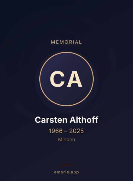 Memorial portrait of Carsten Althoff