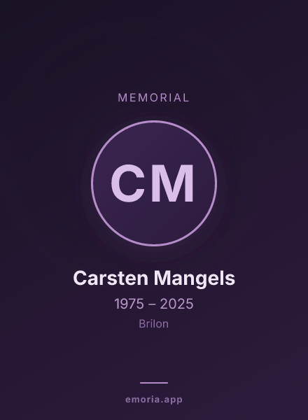 Memorial portrait of Carsten Mangels